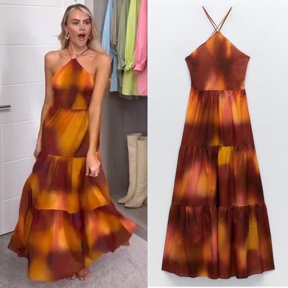 ZARA BLOGGER FAVORITE TIE DYE PRINTED DRESS - Picture 3 of 8